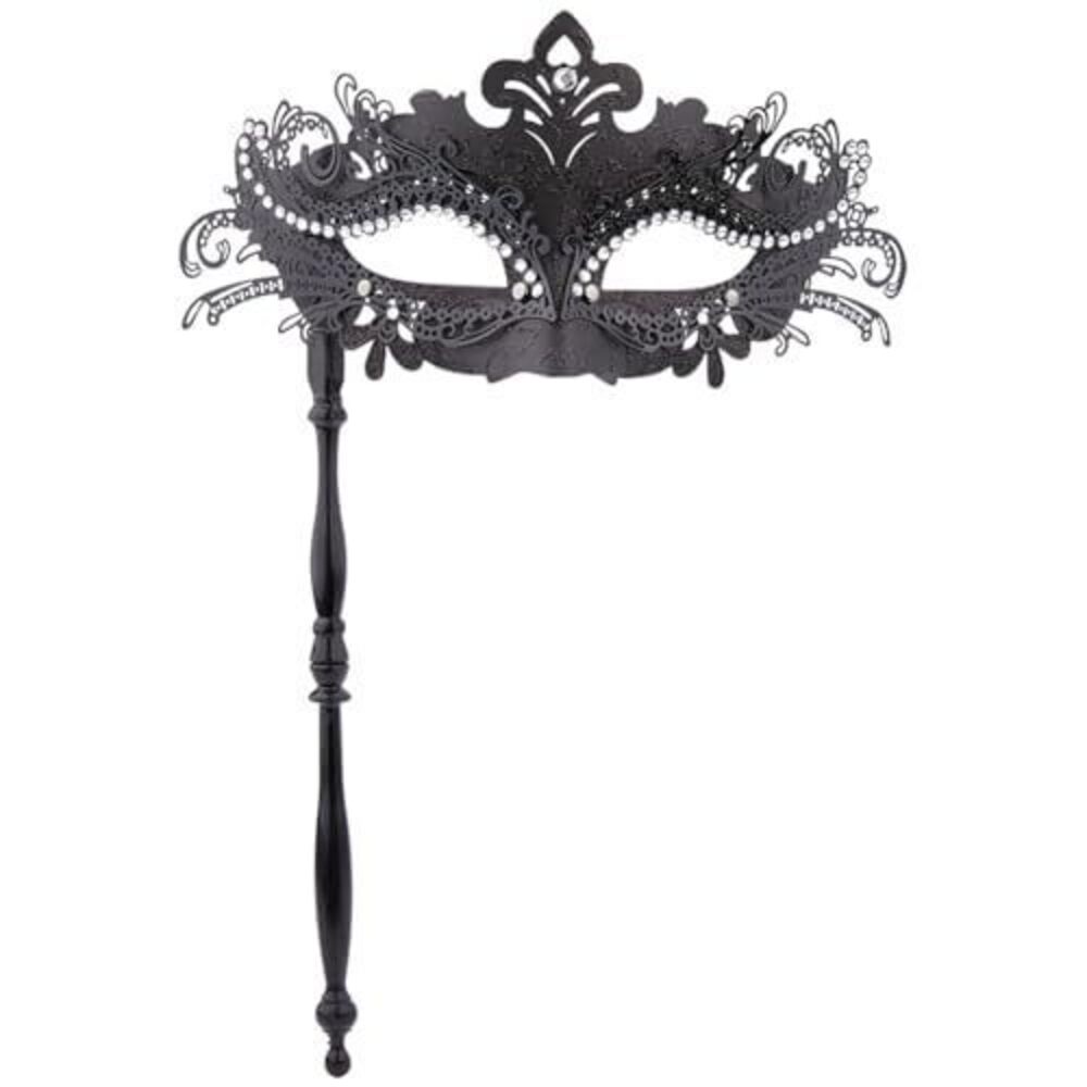 8250 Black Masquerade Masks with Handle Mardi Gras Mask Venetian Masks